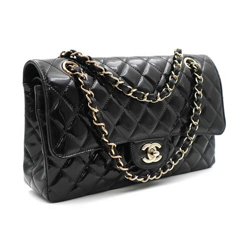 chanel black patent bag|chanel bag leather types.